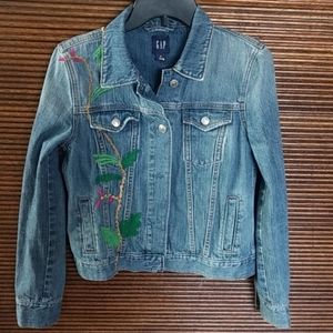 Gap Embroidered Peacock Denim Jacket, size M